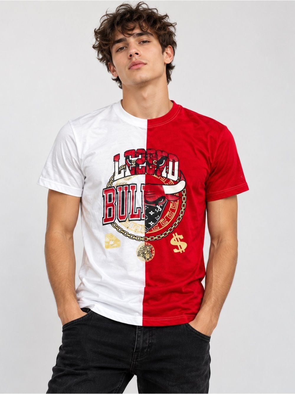 Krisp NYC Chicago Bulls T-Shirt Mens Small Jordan Graphic Red White EUC RARE